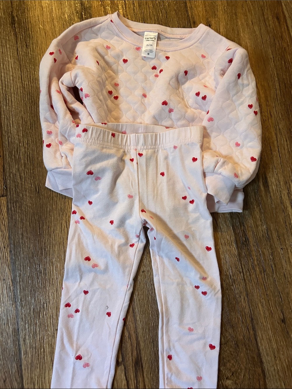 Carter's Light Pink Quilted Heart Sweatshirt & Legging Set
